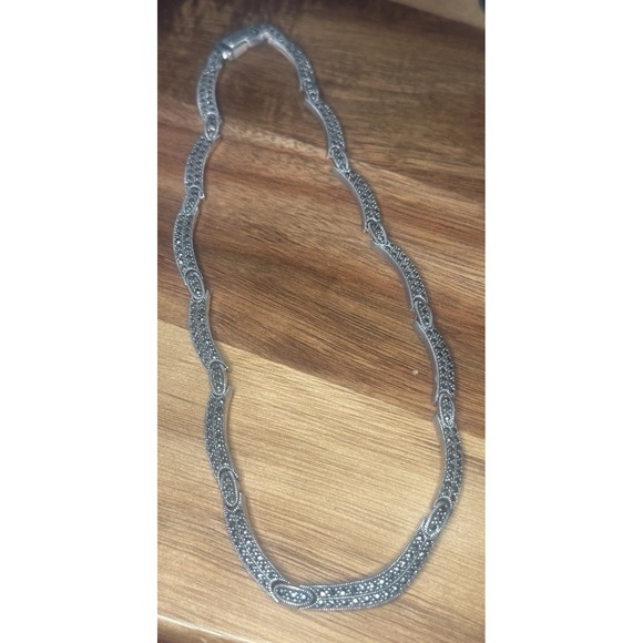 Signed 925 SterlingMarcasite Necklace 38.9 Grams 14